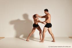 Underwear Fighting Man - Man White Moving poses Muscular Short Brown Dynamic poses Academic